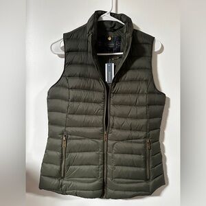 Pendleton Green Quilted Puffer Vest with Stand-Up Collar